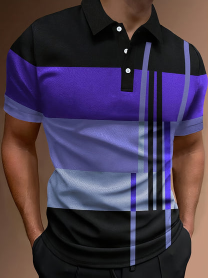 👔【S-6XL】Muška POLO majica s 3D prugama u bloku boja  3693140